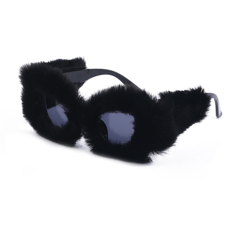 Winter Plush Sunglasses Women's Fashion Cat Eye Sunglasses