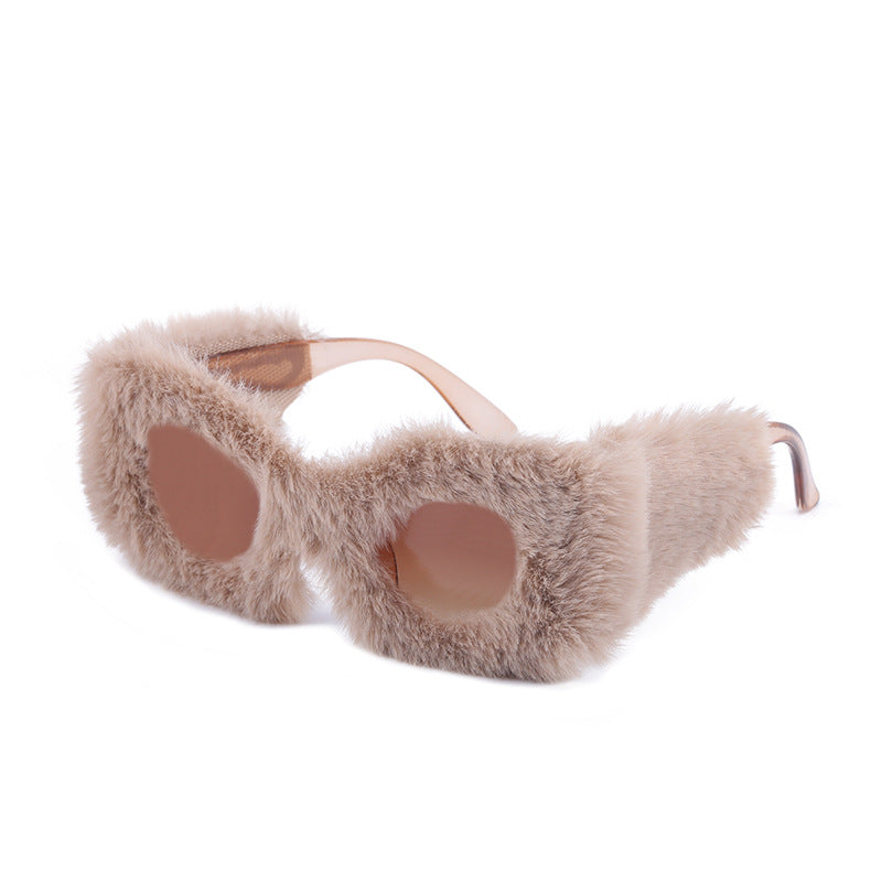 Winter Plush Sunglasses Women's Fashion Cat Eye Sunglasses