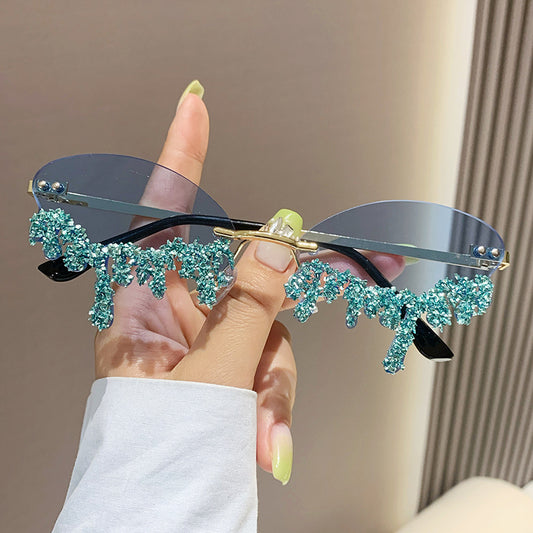 Cross-border New Arrival Frame Tears Diamond Studded By Hand Sunglasses