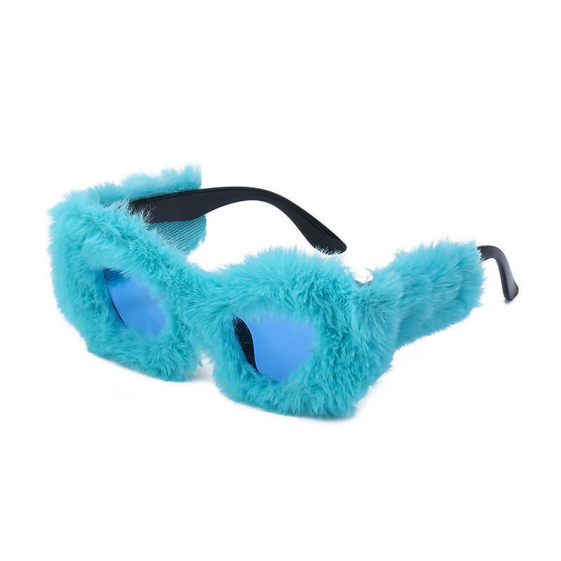 Winter Plush Sunglasses Women's Fashion Cat Eye Sunglasses