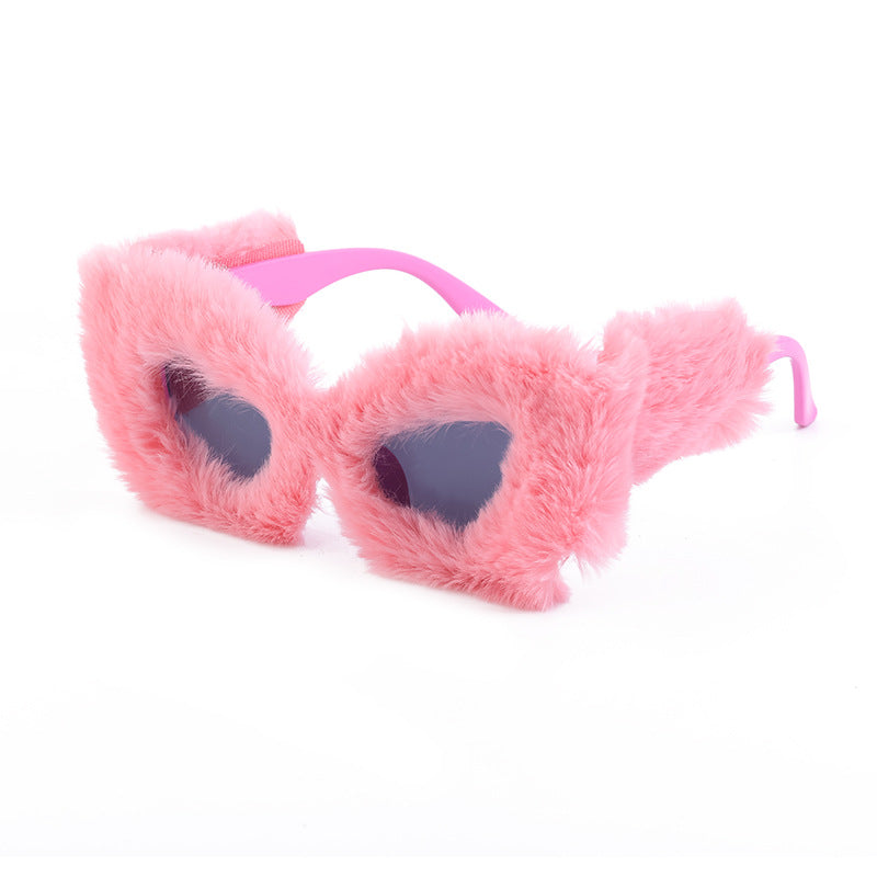 Winter Plush Sunglasses Women's Fashion Cat Eye Sunglasses