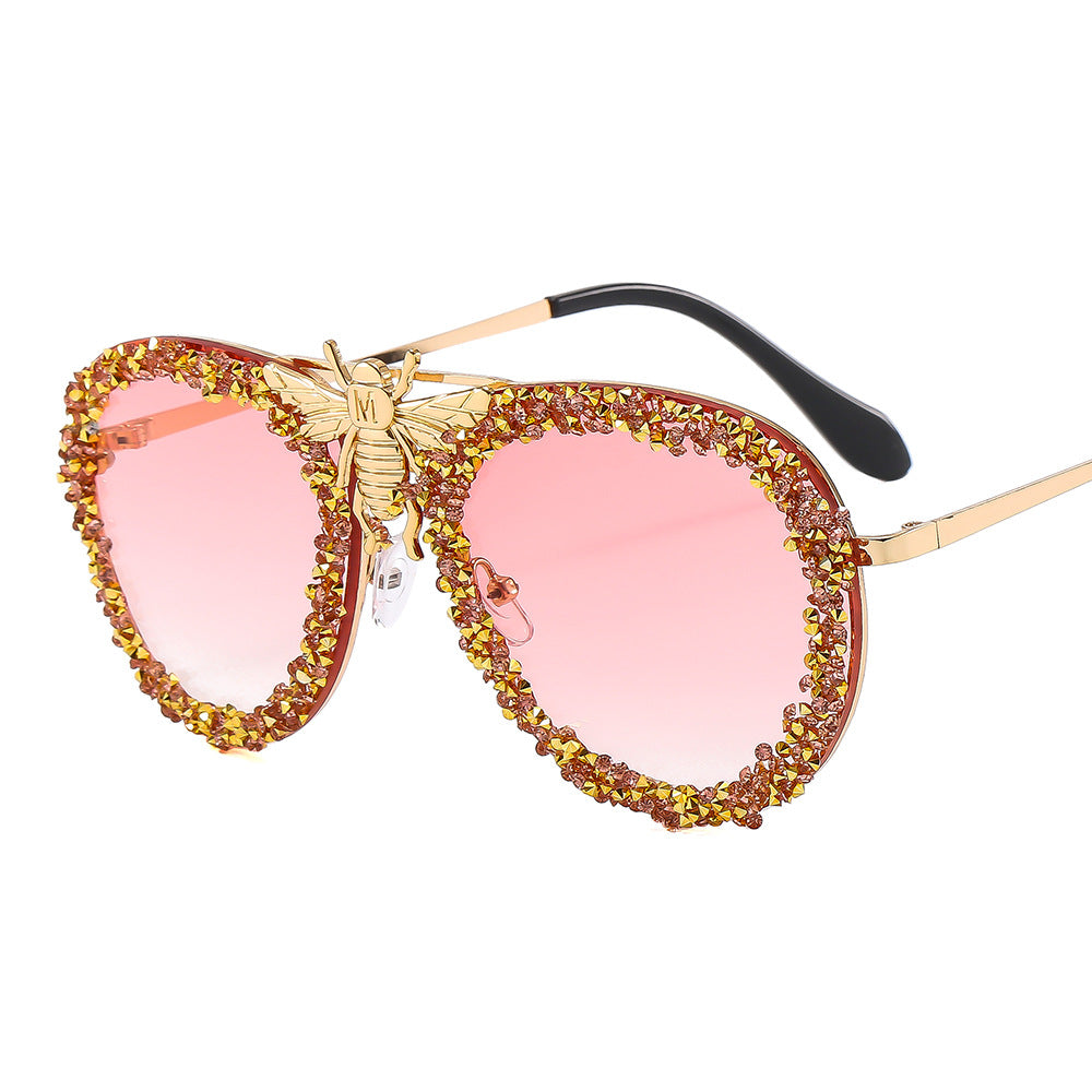 Bee Sunglasses Diamond Retro Metal